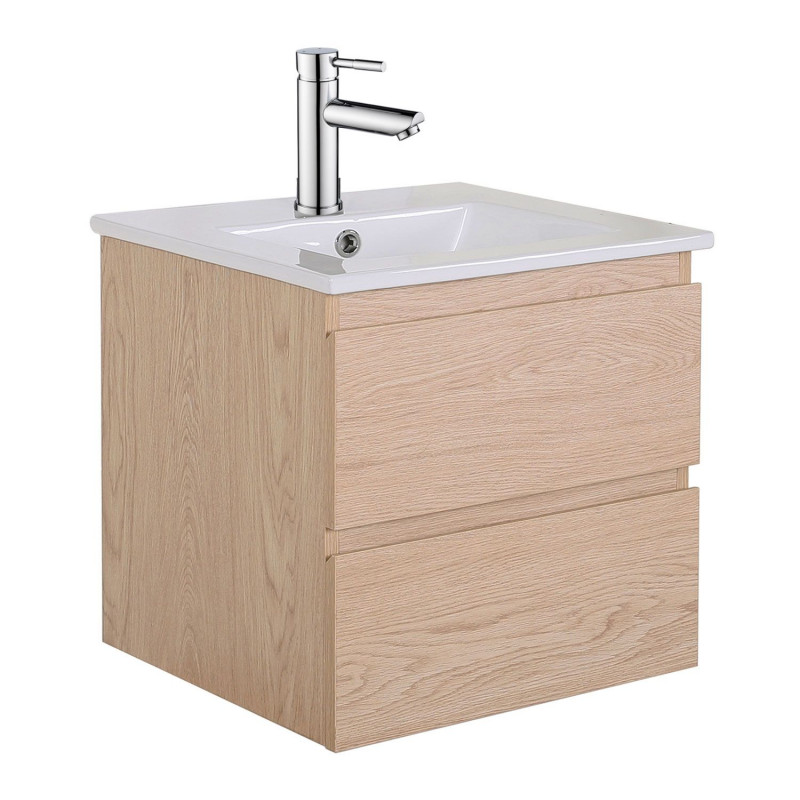 Ensemble de salle de bain SORRENTO 45cm décor chêne avec robinet chromé