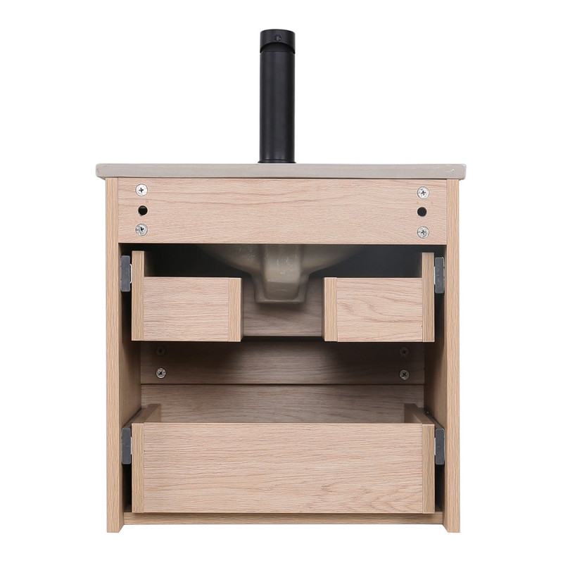 Ensemble de salle de bain SORRENTO 45cm décor chêne avec robinet chromé