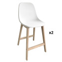 Lot de 2 tabourets de bar avec dossier et pieds en chêne 65 cm ELIOS