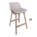 Lot de 2 chaises scandinaves en tissu gris clair et pieds chêne 65 cm MELLOW