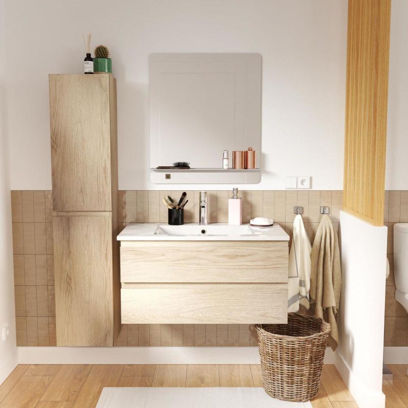 Ensemble meubles de salle de bain 4 pièces SORRENTO 80cm décor chêne