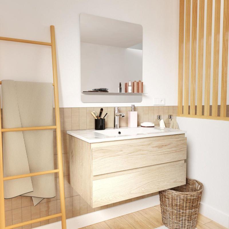 Ensemble meubles de salle de bain 3 pièces décor chêne 80 cm SORRENTO