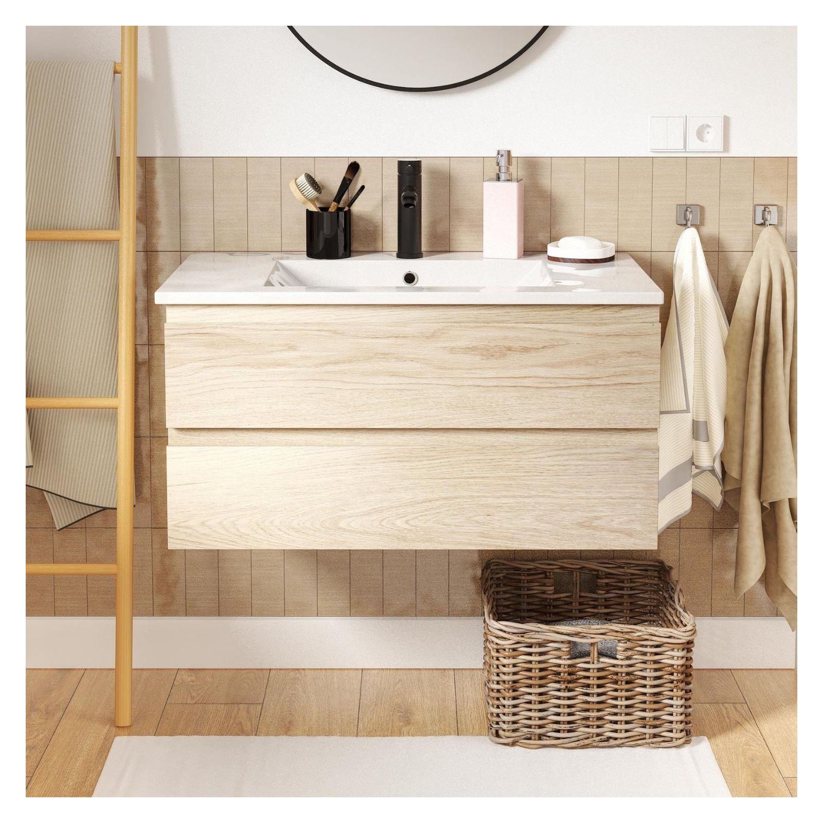 Ensemble meubles de salle de bain 2 pièces SORRENTO 80cm décor chêne