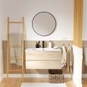 Ensemble meuble de salle de bain SORRENTO 80cm avec robinet noir et miroir