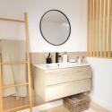 Ensemble meuble de salle de bain SORRENTO 80cm avec robinet noir et miroir