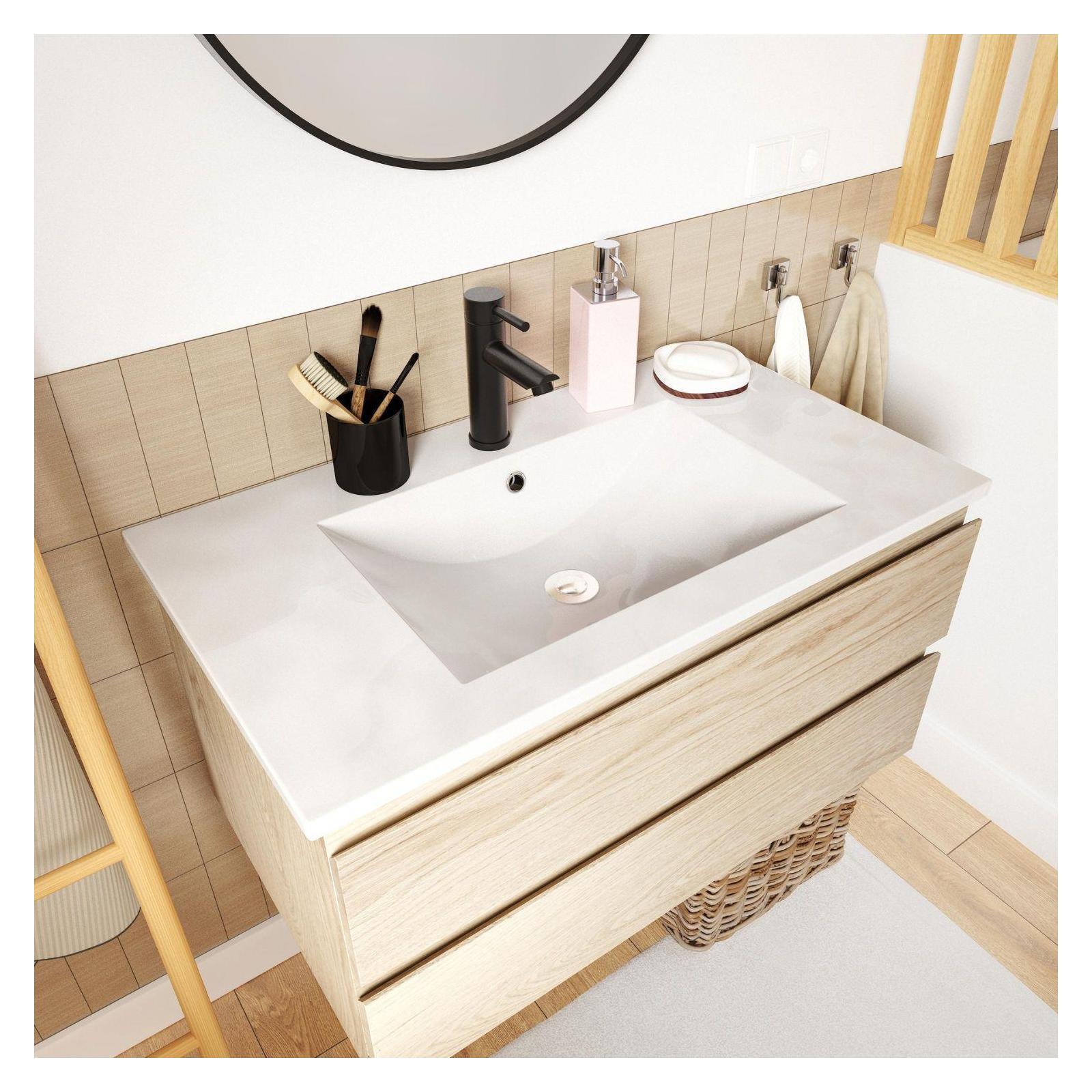 Ensemble meubles de salle de bain 4 pièces 80cm décor chêne SORRENTO