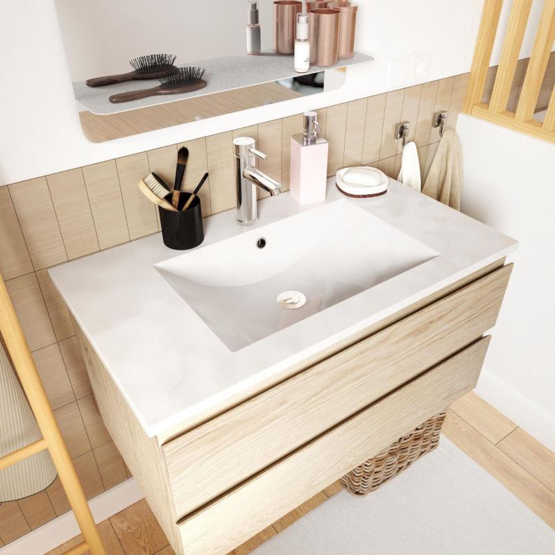 Ensemble meubles de salle de bain 4 pièces 80cm décor chêne SORRENTO