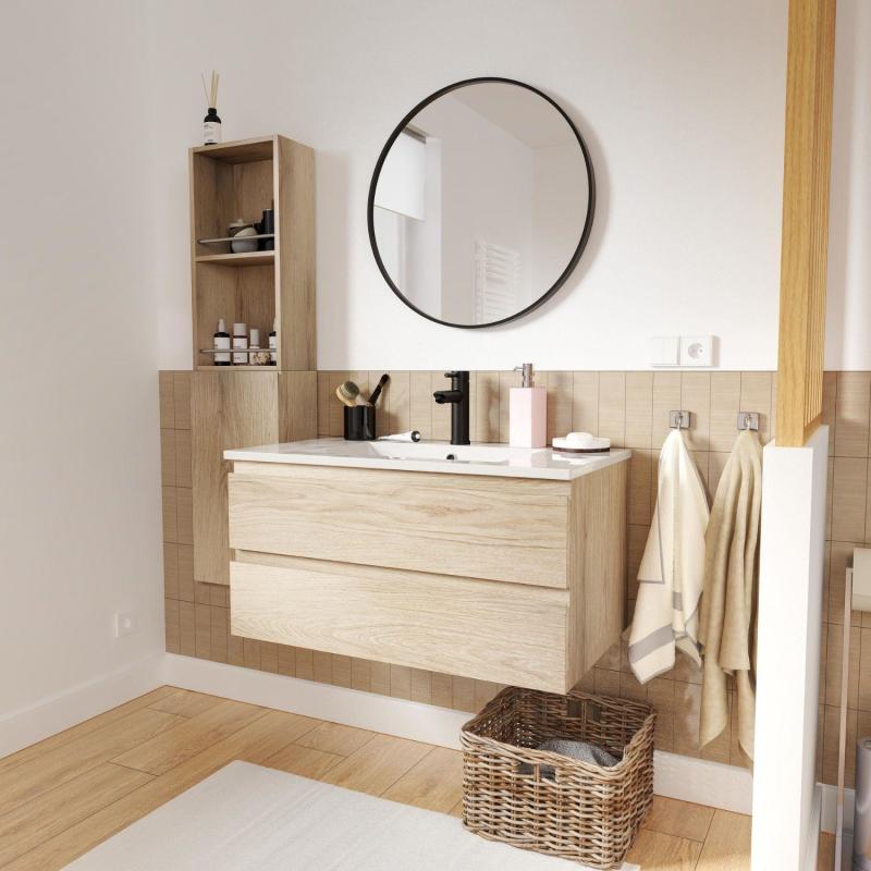 Ensemble meubles de salle de bain 4 pièces décor chêne 80cm SORRENTO