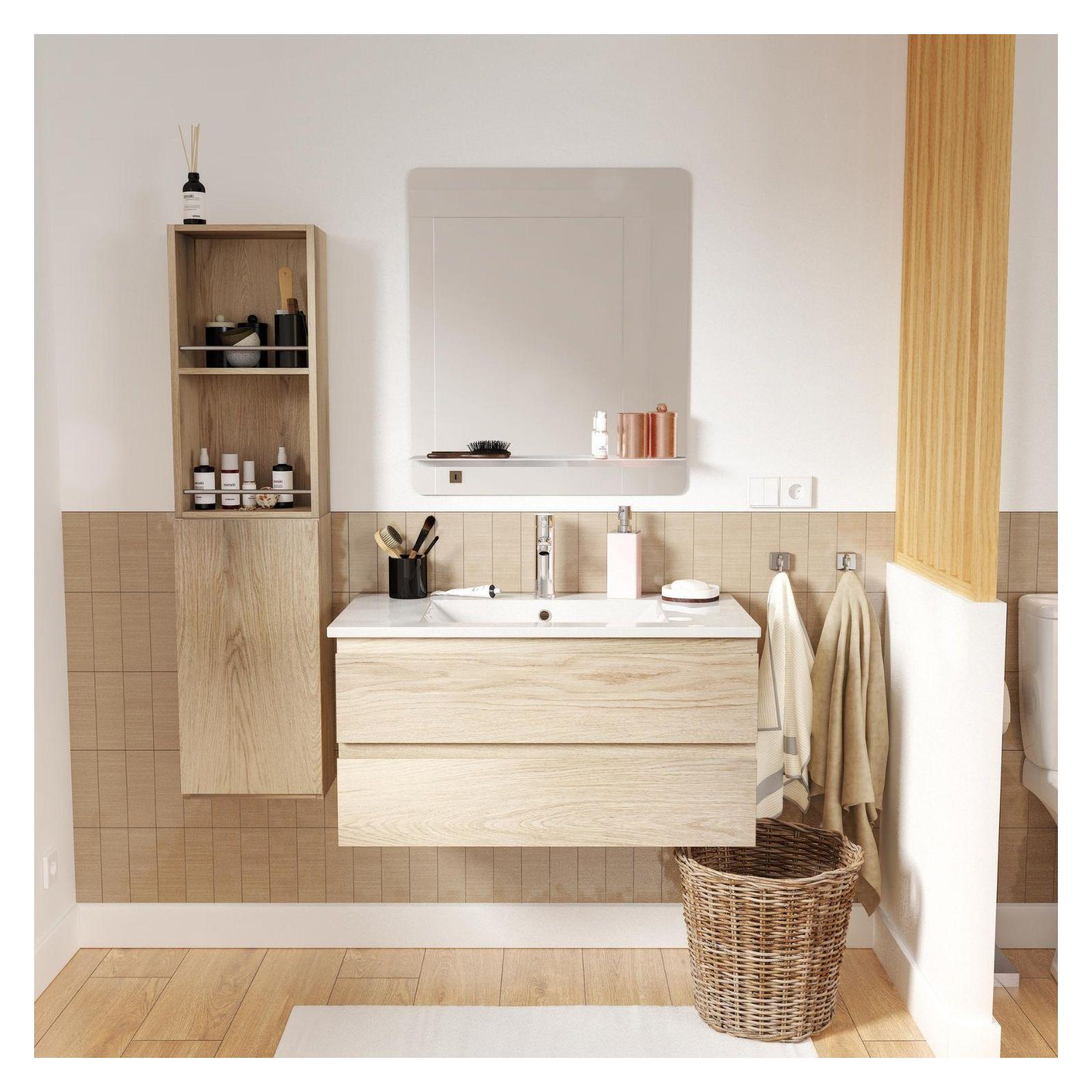 Ensemble meubles de salle de bain 4 pièces décor chêne 80cm SORRENTO