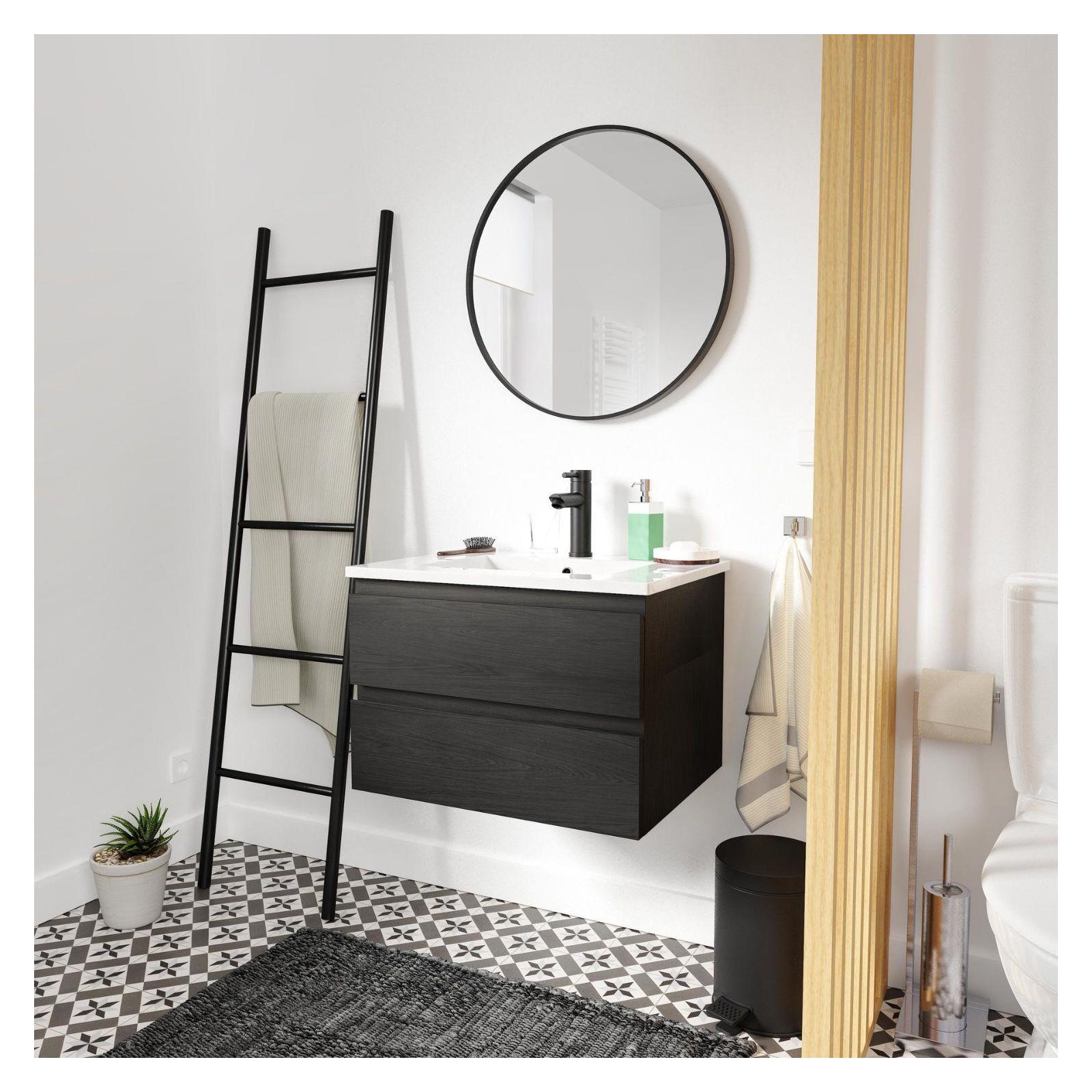 Ensemble meuble salle de bain 3 pièces SORRENTO 60cm chêne carbone