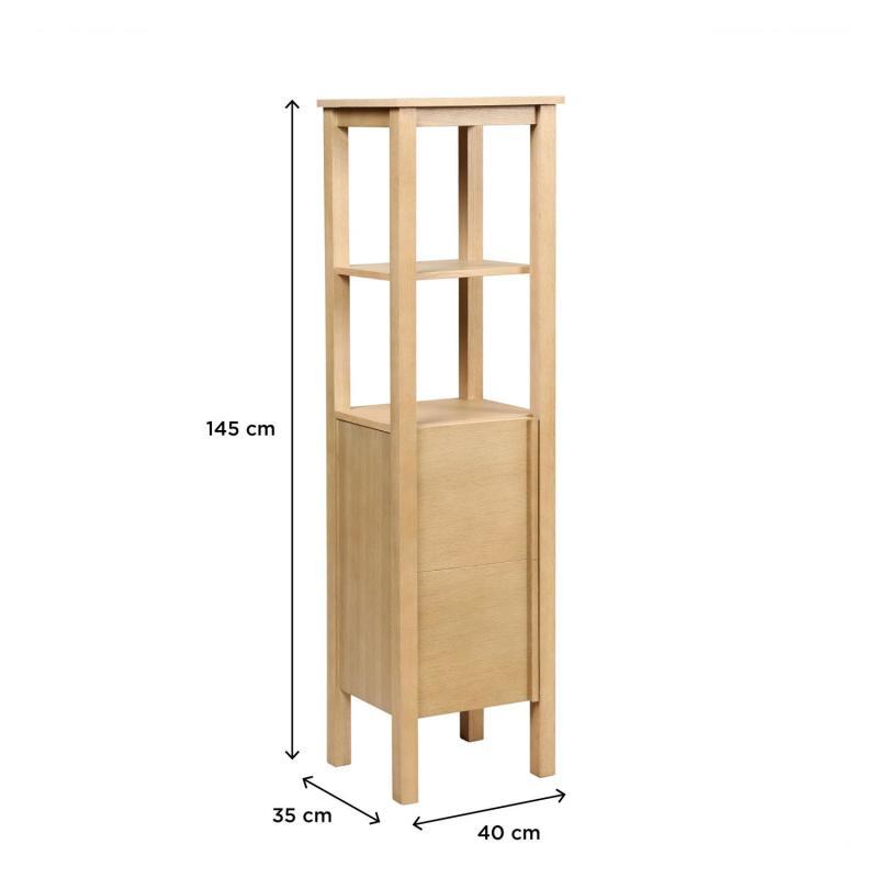 Colonne de salle de bain porte lisse chêne 145 cm