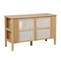 Meuble double vasque chêne portes cannage 130 cm