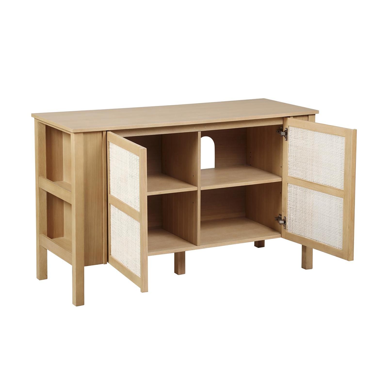 Meuble double vasque chêne portes cannage 130 cm
