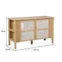 Meuble double vasque chêne portes cannage 130 cm
