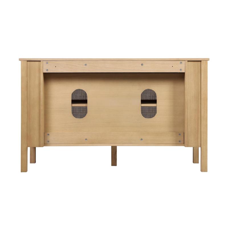 Meuble double vasque chêne portes cannage 130 cm