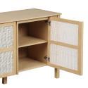 Meuble double vasque chêne portes cannage 130 cm