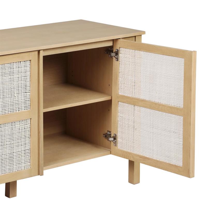 Meuble double vasque chêne portes cannage 130 cm