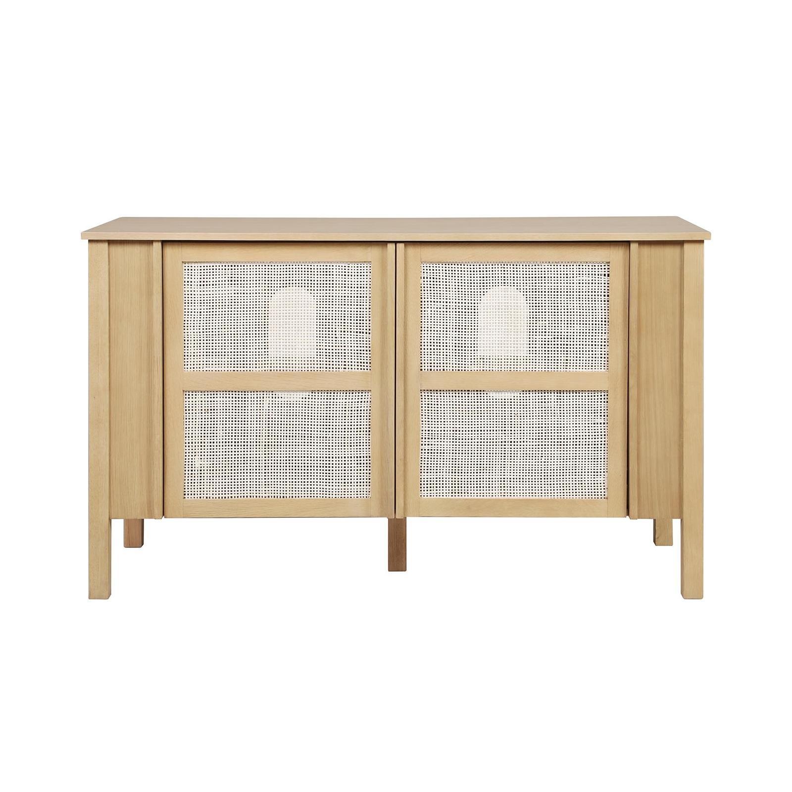 Meuble double vasque chêne portes cannage 130 cm