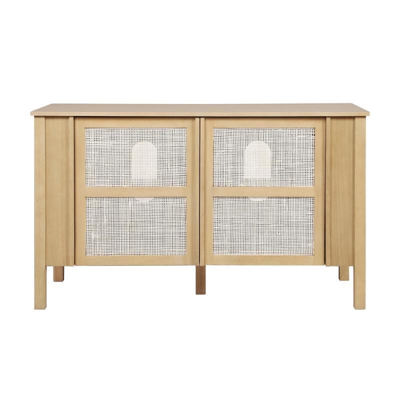 Meuble double vasque chêne portes cannage 130 cm