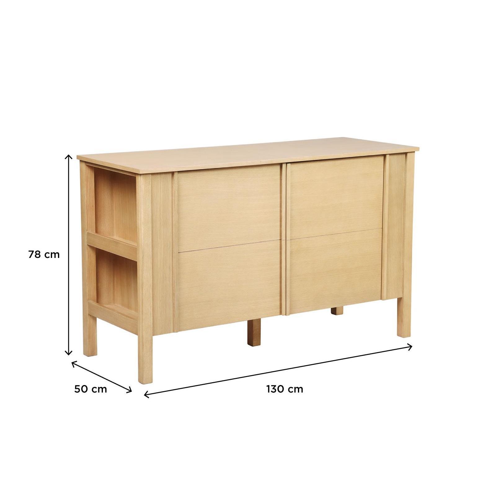 Meuble double vasque chêne portes lisses 130 cm