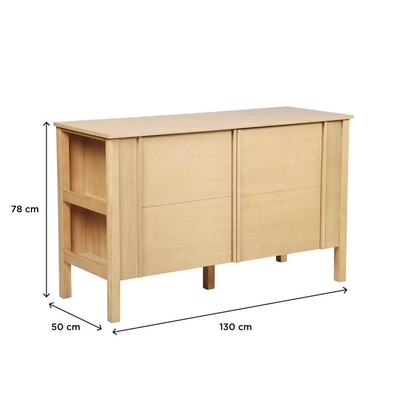 Meuble double vasque chêne portes lisses 130 cm