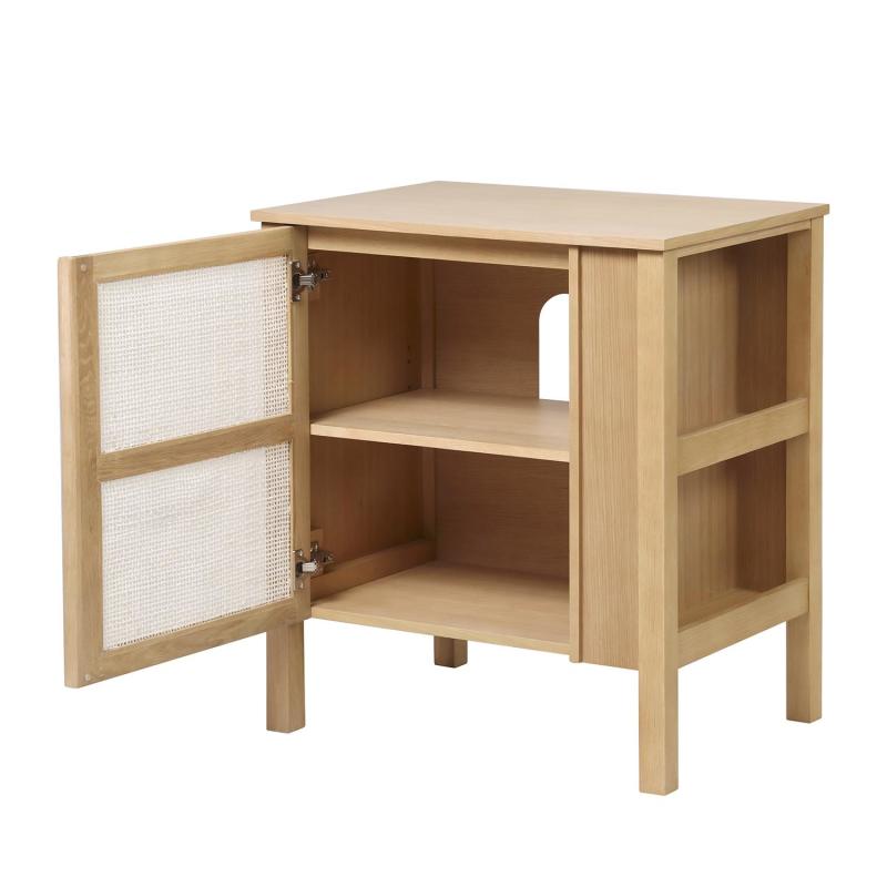 Meuble simple vasque chêne porte cannage 70 cm