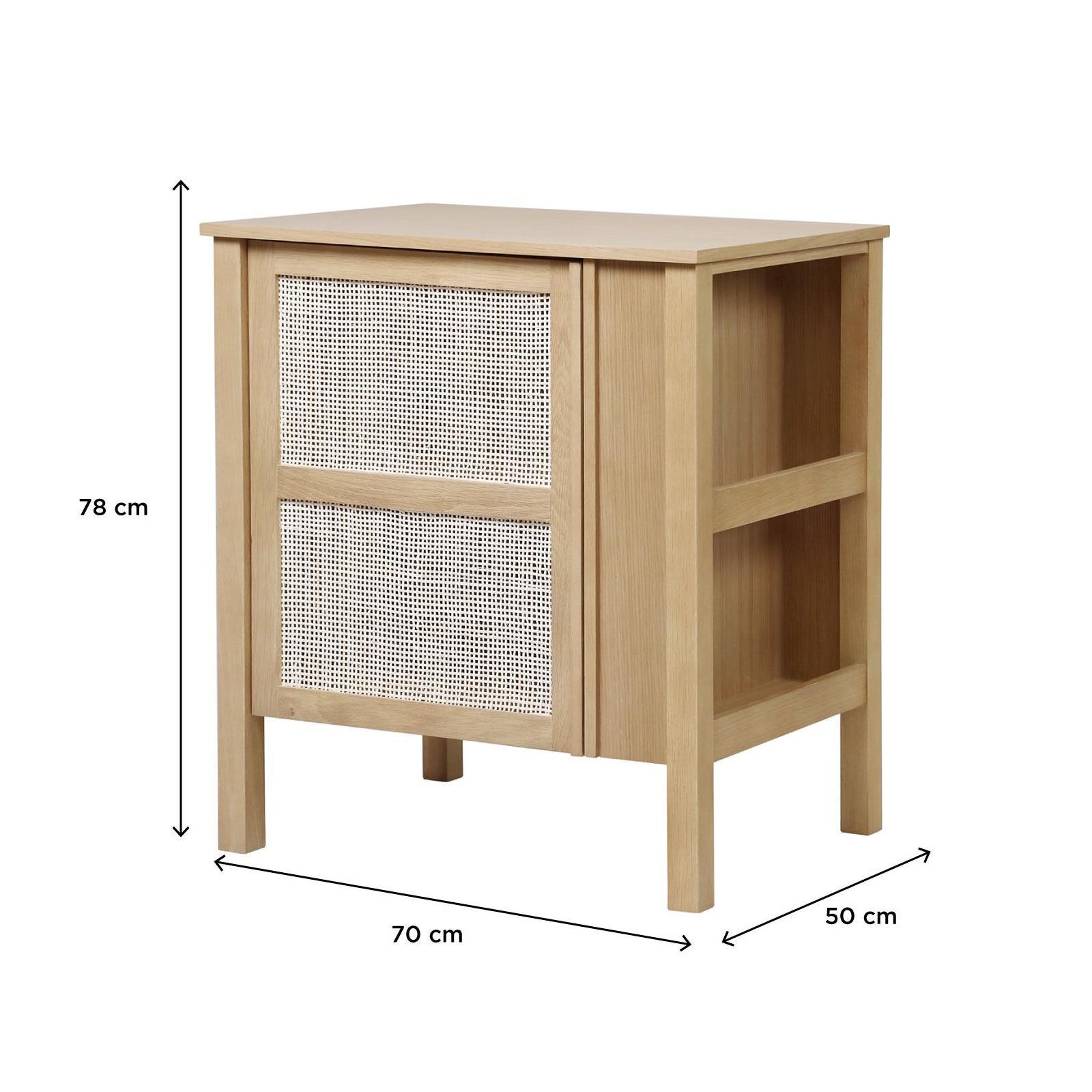 Meuble simple vasque chêne porte cannage 70 cm