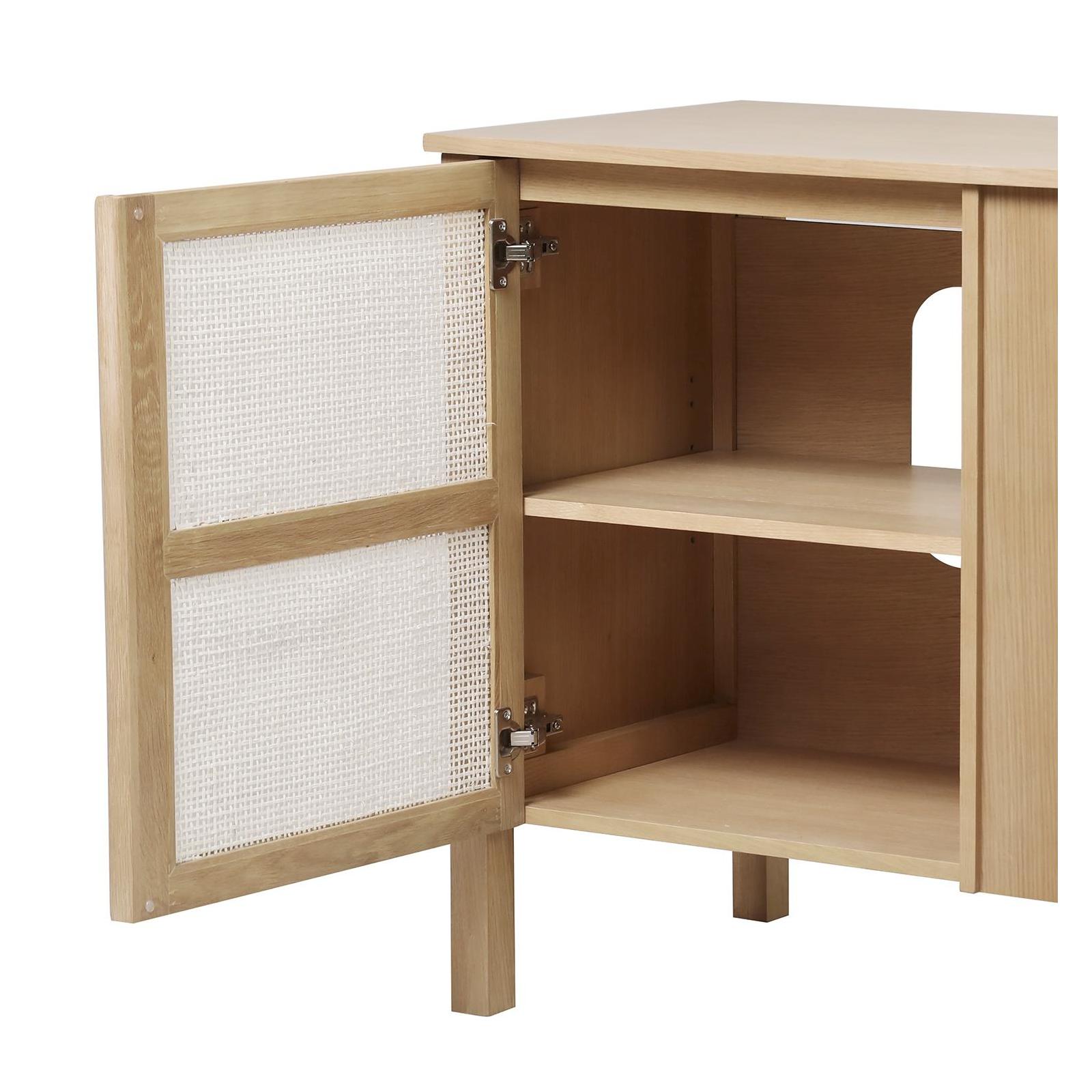 Meuble simple vasque chêne porte cannage 70 cm