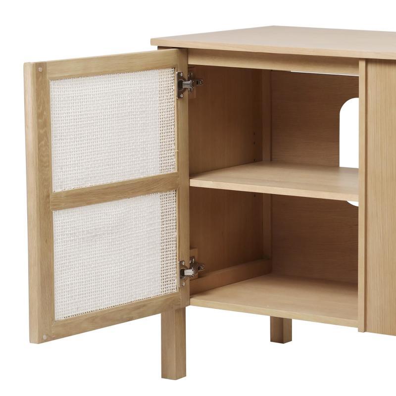 Meuble simple vasque chêne porte cannage 70 cm