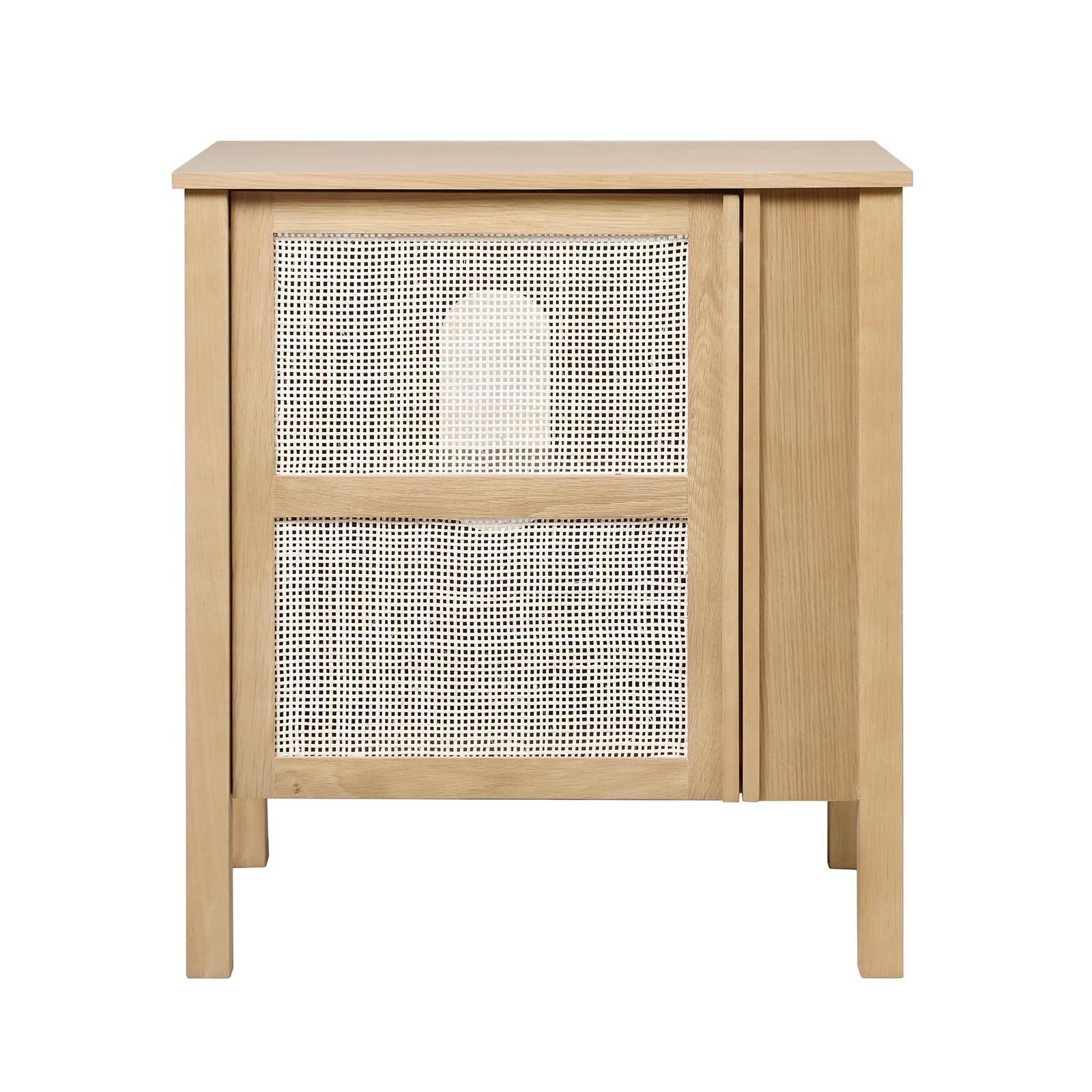 Meuble simple vasque chêne porte cannage 70 cm