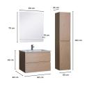 Ensemble meuble simple vasque décor chêne 60cm + vasque + miroir + colonne