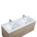 Ensemble meuble double vasque décor chêne 120cm + vasque + 2 miroirs + colonne