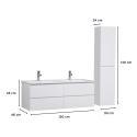 Ensemble meuble double vasque blanc  120cm  + vasque + colonne
