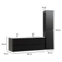 Ensemble meuble double vasque noir carbone 120cm + vasque + colonne