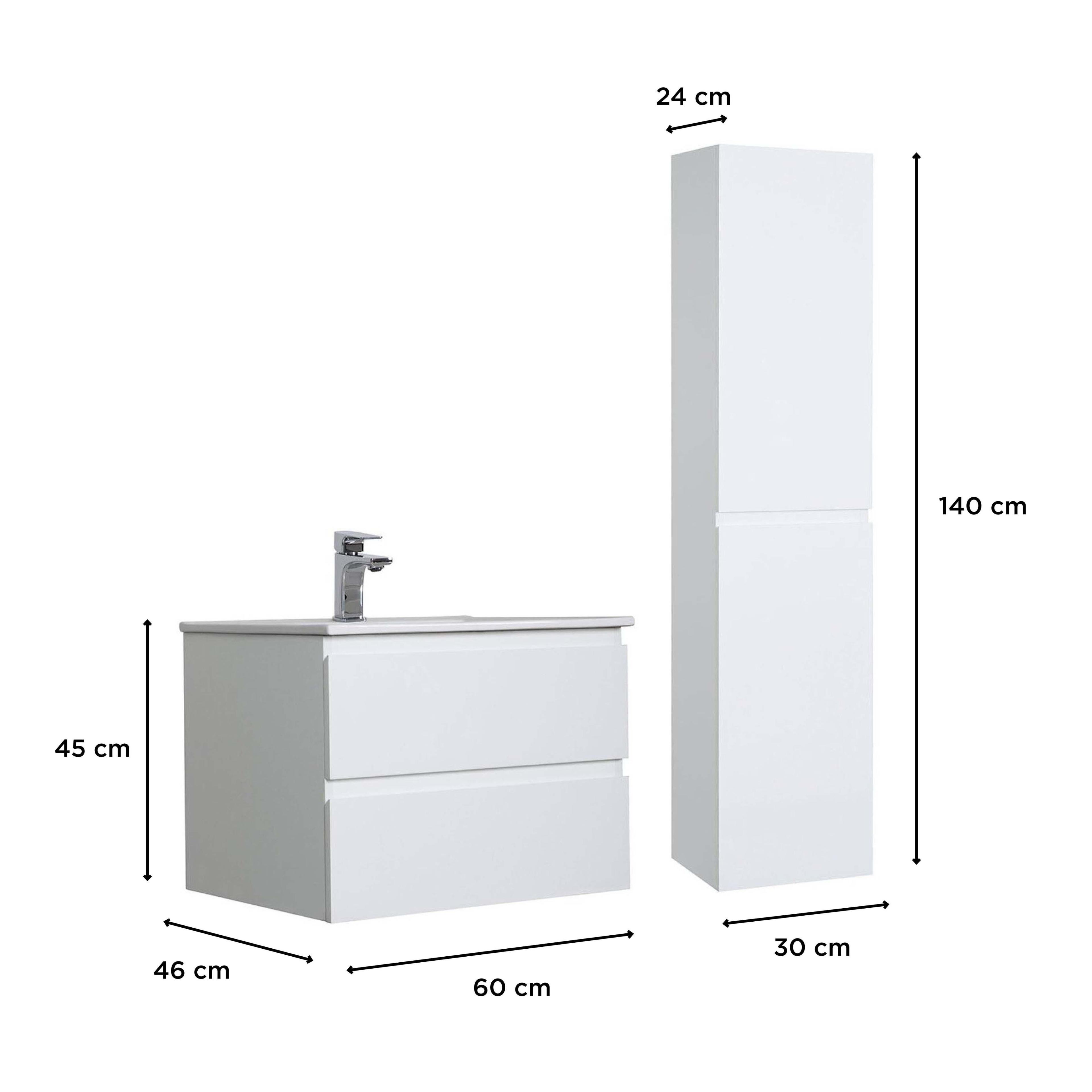 Meuble colonne de salle de bain A1000 - 150 x 40 x 30 cm - Couleur