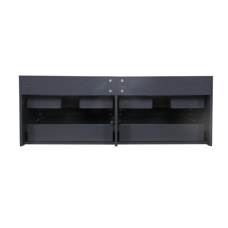 Ensemble meuble double vasque gris anthracite 120cm + vasque + 2 miroirs + 2 robinets + colonne