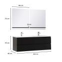 Ensemble meuble double vasque noir carbone 120cm + plan double vasque + 2 miroirs