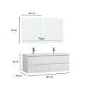 Ensemble meuble double vasque blanc 120cm + plan double vasque + 2 miroirs