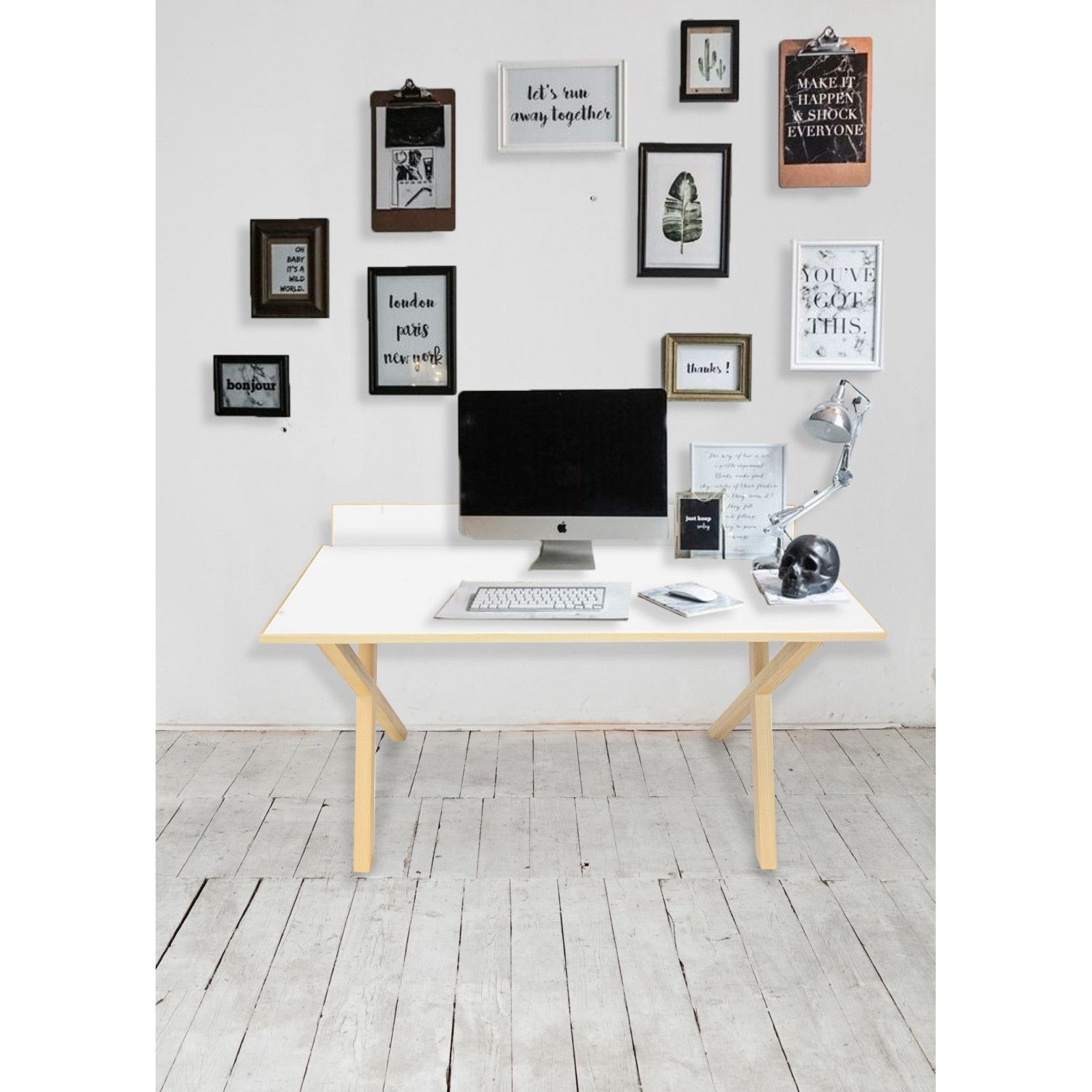 Bureau bois moderne blanc 130 cm TILT Bureau bois moderne blanc 130 cm TILT