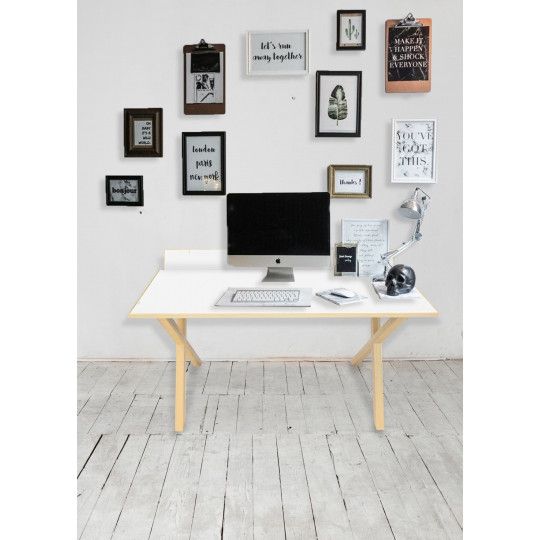 Bureau bois moderne blanc 130 cm TILT
