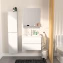 Ensemble meuble simple vasque blanc  60cm + vasque + miroir + colonne