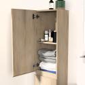 Ensemble meuble simple vasque décor chêne 60cm + vasque + miroir + colonne