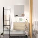 Meuble Salle de Bain 60 cm Suspendu décor Chêne + Miroir SORRENTO