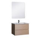 Meuble Salle de Bain 60 cm Suspendu décor Chêne + Miroir SORRENTO