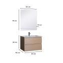 Meuble Salle de Bain 60 cm Suspendu décor Chêne + Miroir SORRENTO