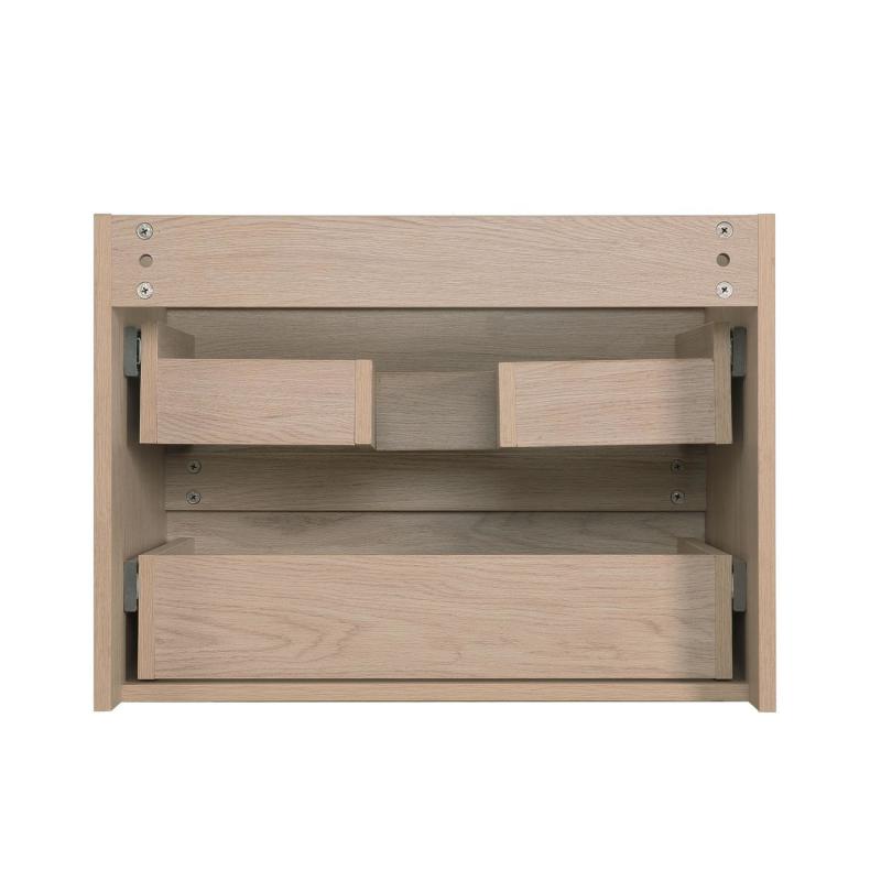Meuble Salle de Bain 60 cm Suspendu décor Chêne + Miroir SORRENTO
