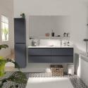 Ensemble meuble double vasque gris anthracite  120cm  + vasque + 2 miroirs + 2 robinets + colonne