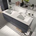 Ensemble meuble double vasque gris anthracite 120cm + vasque + 2 miroirs + 2 robinets + colonne