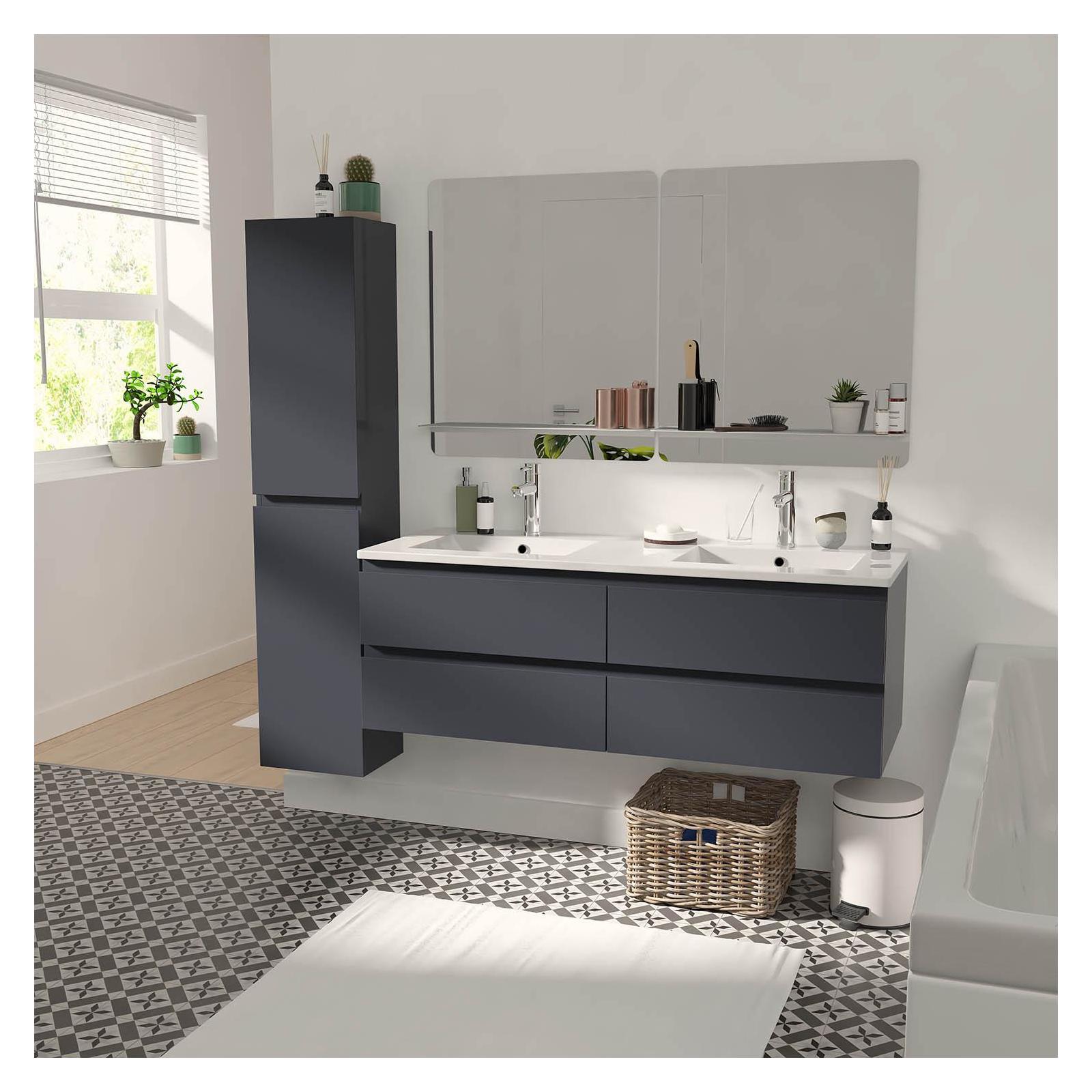 Ensemble complet de salle bains de 120 cm et de couleur gris mat