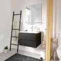 Ensemble meuble simple vasque décor chêne carbone 60cm + vasque + robinet